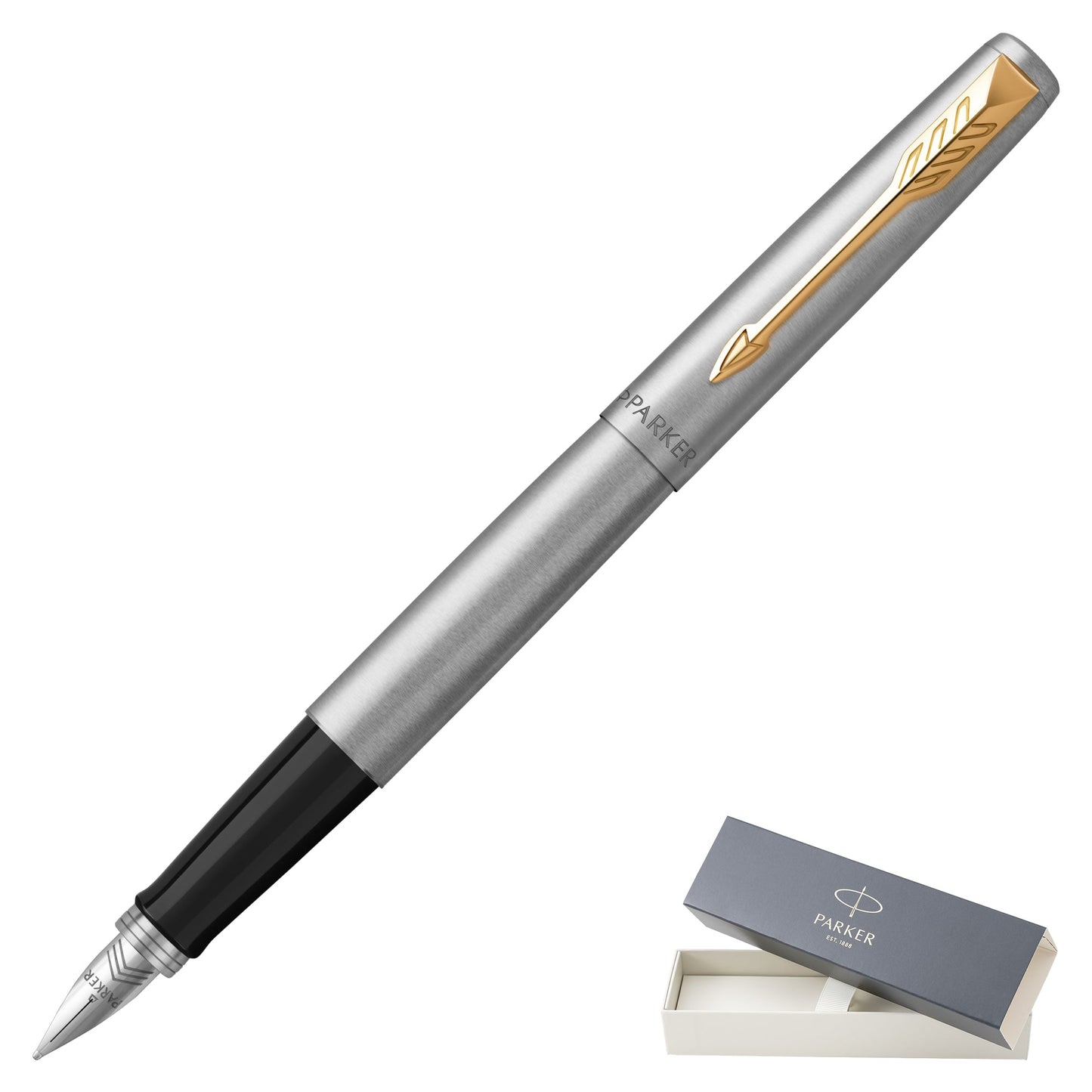 Parker Jotter Stainless Steel Gold Trim Fountain Pen
