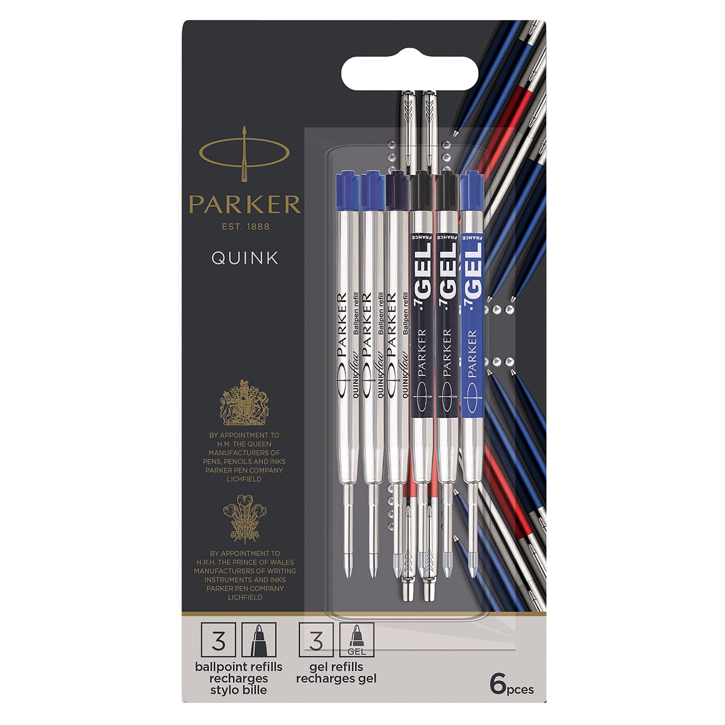 Parker Jotter Refills Discovery Pack 6 Assorted Medium Point Refills