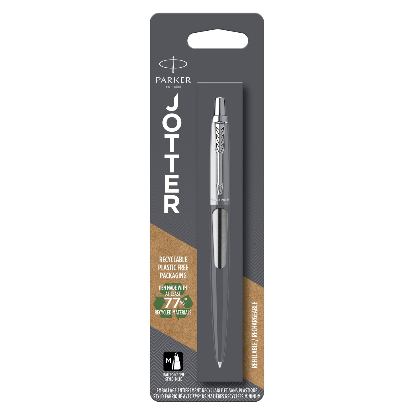 Parker Jotter Stainless Steel Chrome Trim Ballpoint Pen Black Ink