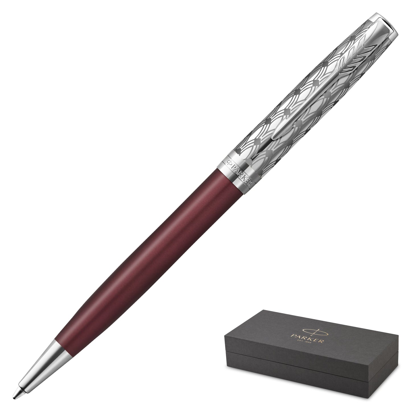 Parker Sonnet Metal Red Chrome Trim Ballpoint Pen