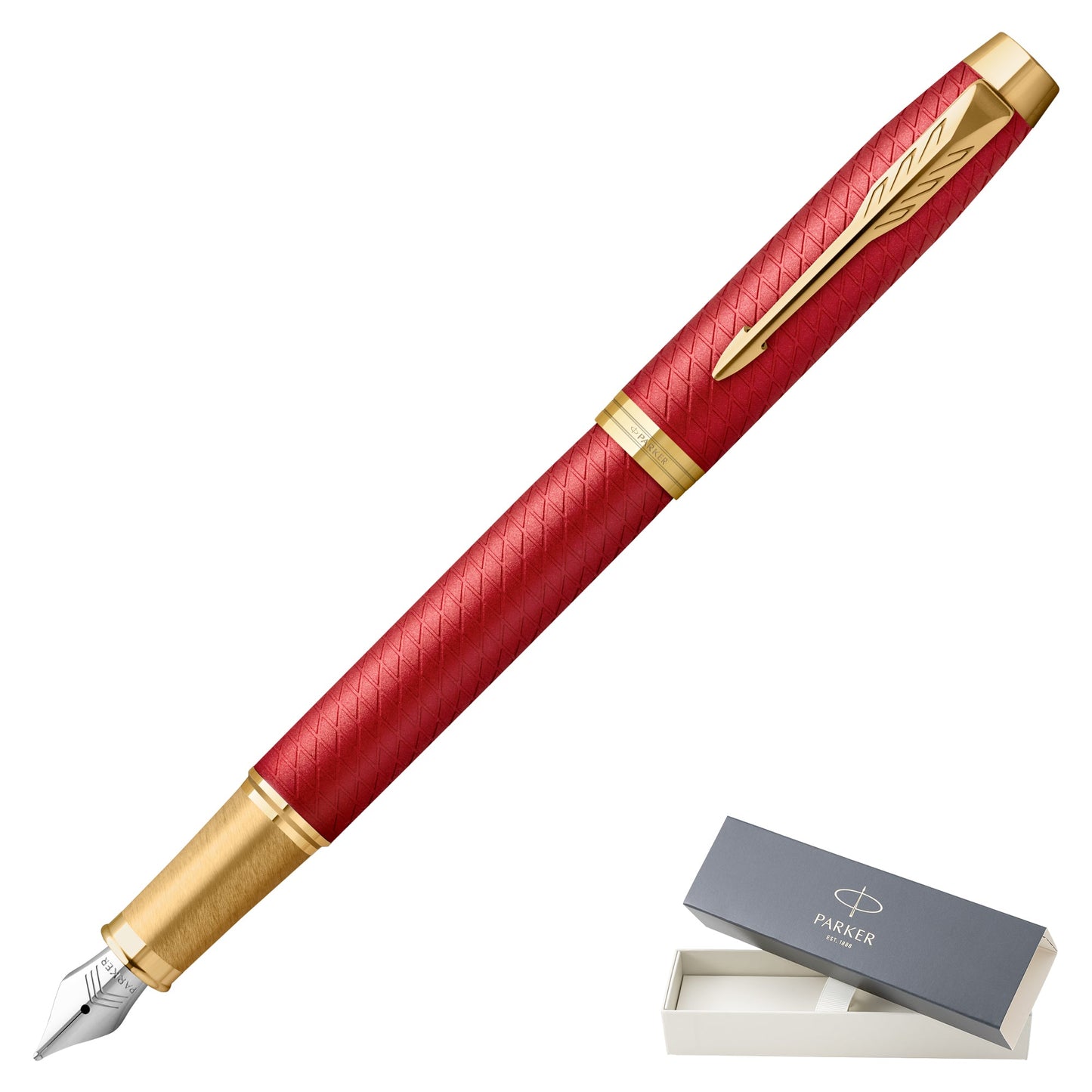 Parker IM Premium Red Gold Trim Fine Point Fountain Pen