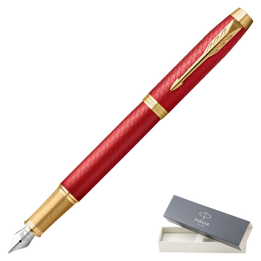 Parker IM Premium Red Gold Trim Fine Point Fountain Pen
