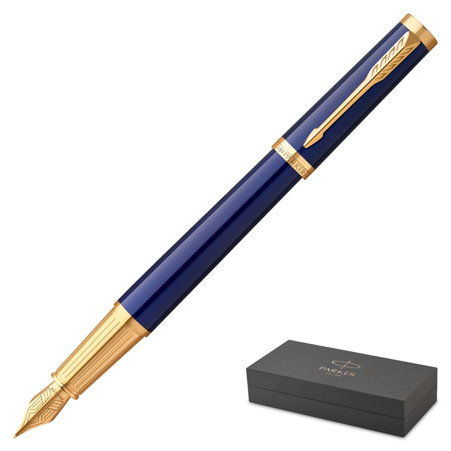 Parker Ingenuity Blue Gold Trim Fountain Pen Medium Nib