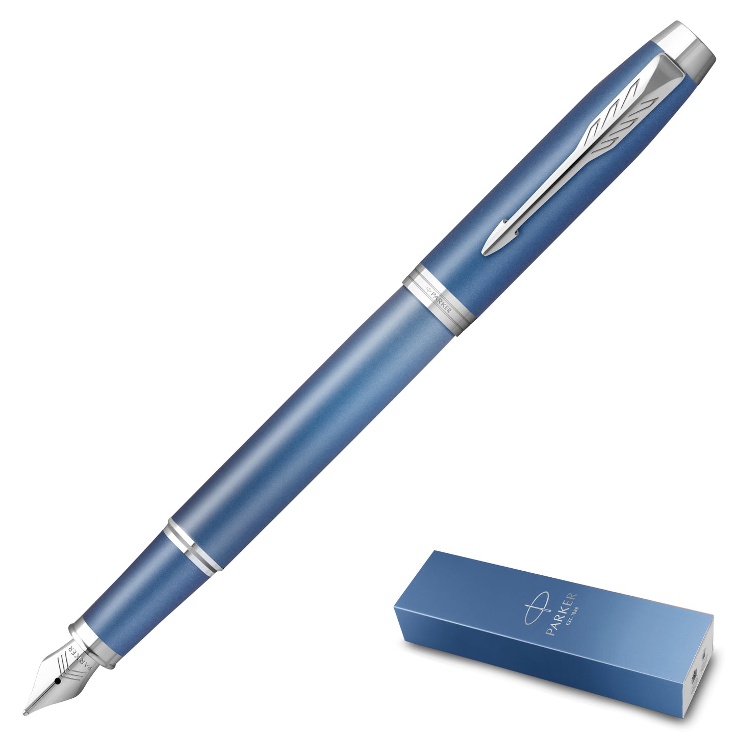 Parker IM Writing Rituals Fountain Pen Fine Nib - Peaceful Blue Gradient with Chrome Trim