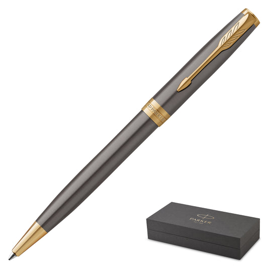 Parker Sonnet Grey Lacquer with Gold Trim Ballpoint Pen