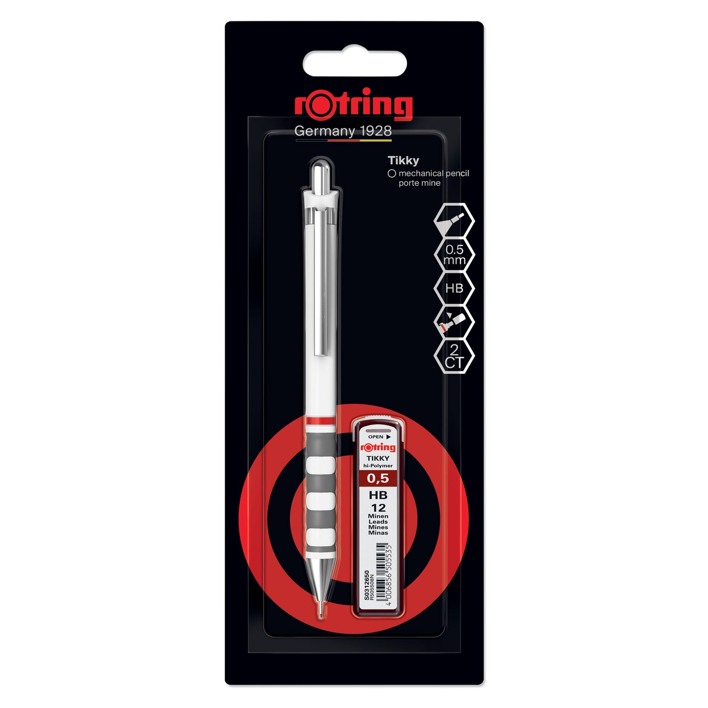 Rotring Tikky Set White Mechanical pencil 0.5 mm with HB lead refills