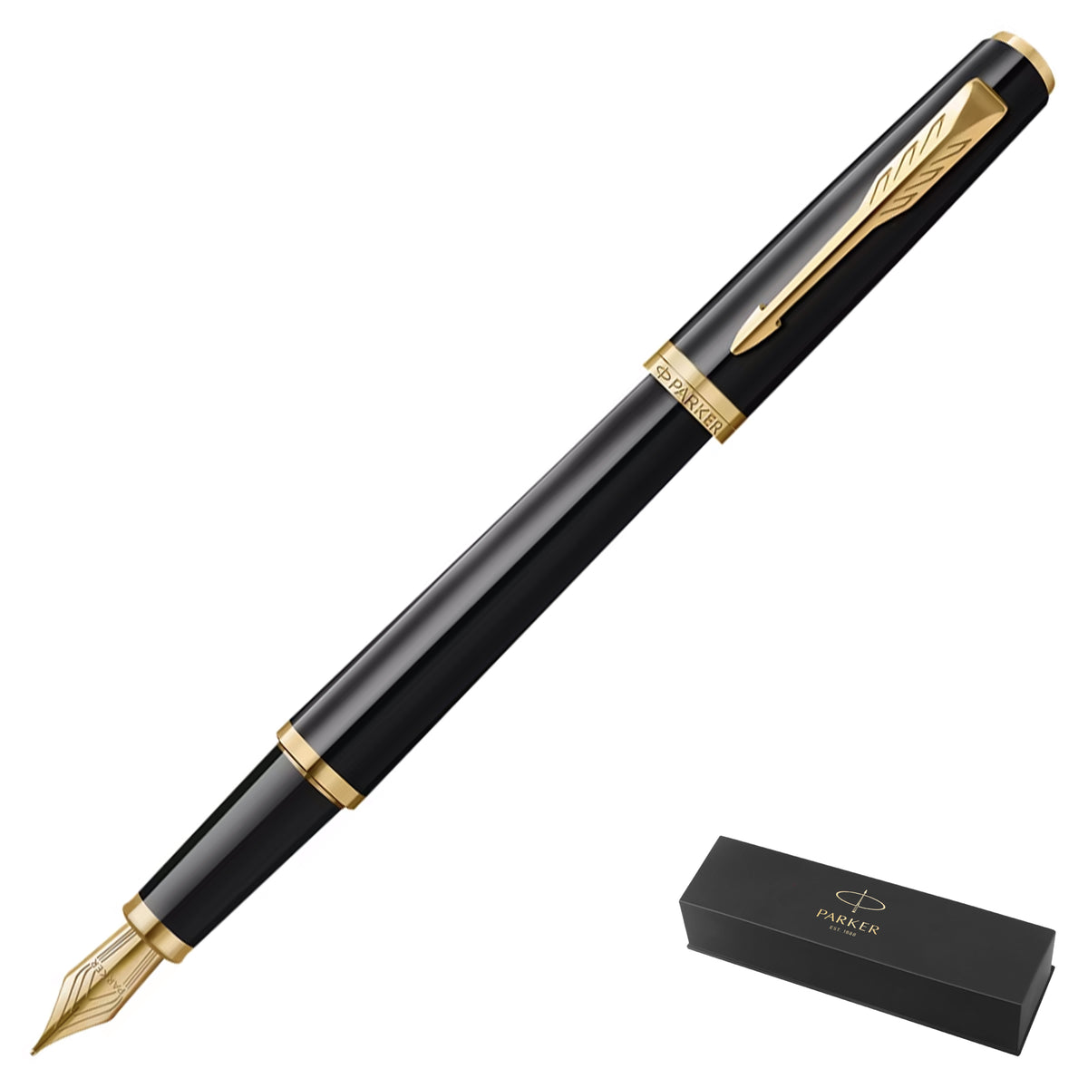 Parker Meridian Core Fountain Pen – Black Lacquer with Gold Trim