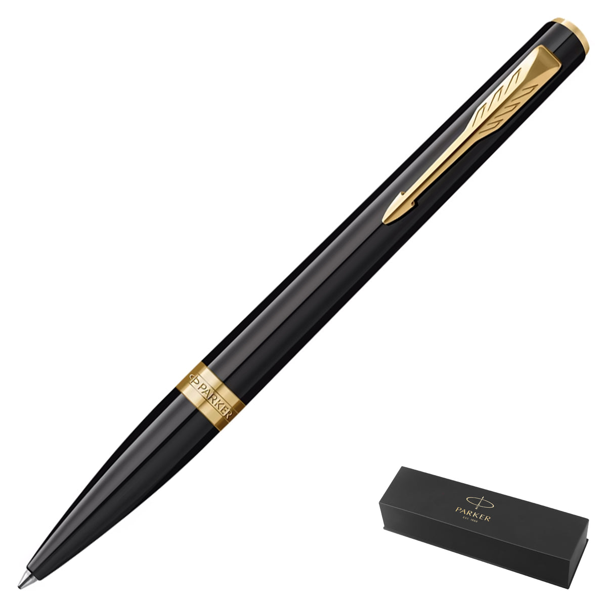 Parker Meridian Core Ballpoint Pen – Black Lacquer with Gold Trim