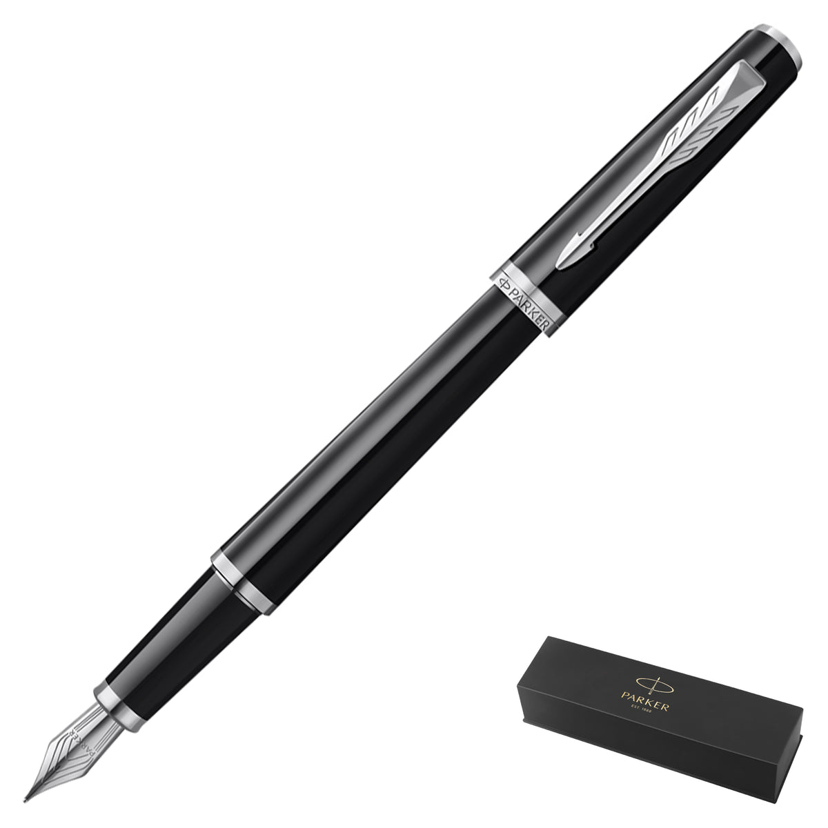 Parker Meridian Core Fountain Pen – Black Lacquer with Chrome Trim