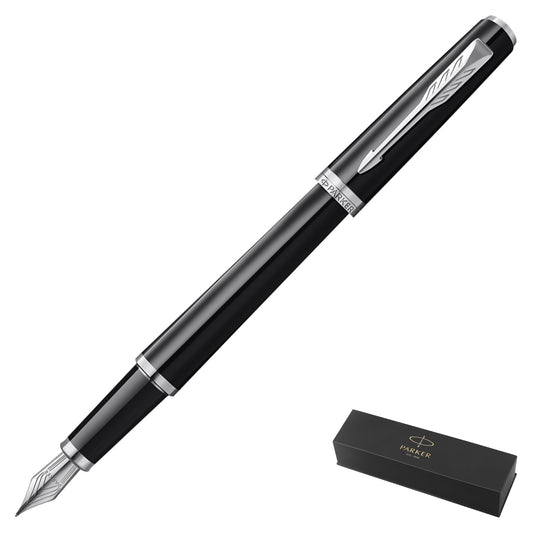 Parker Meridian Core Fountain Pen – Black Lacquer with Chrome Trim