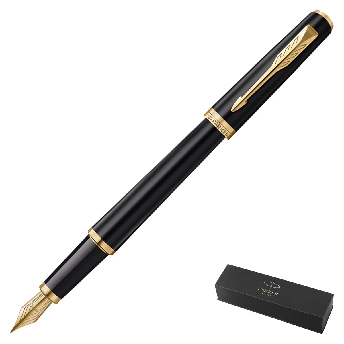 Parker Meridian Core Fountain Pen – Matte Black Lacquer with Gold Trim