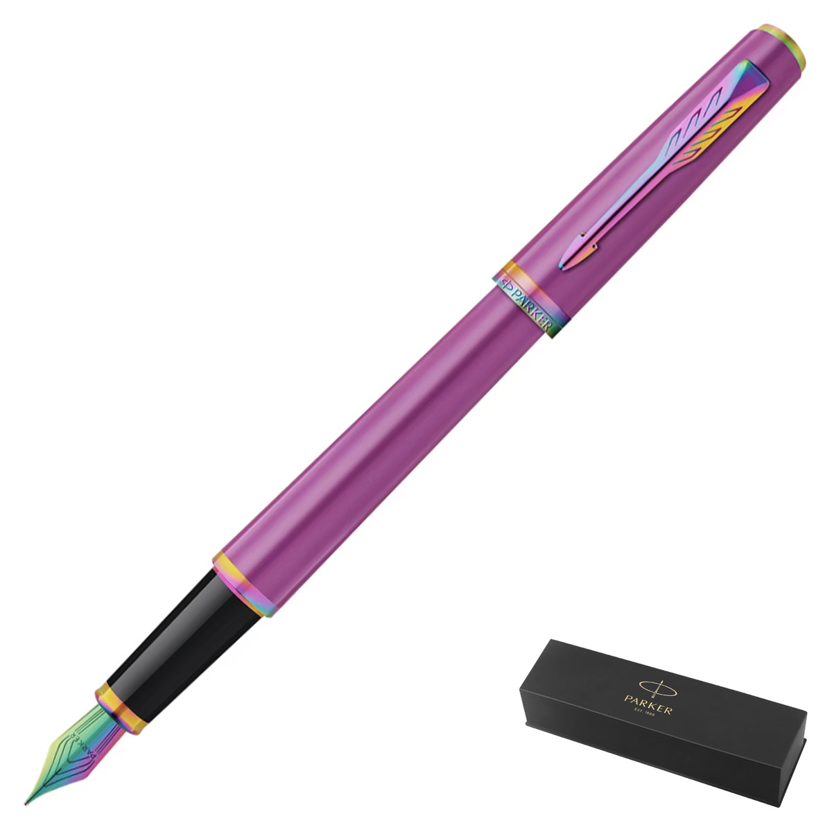 Parker Meridian Core Fountain Pen – Grape Lacquer with Rainbow Trim